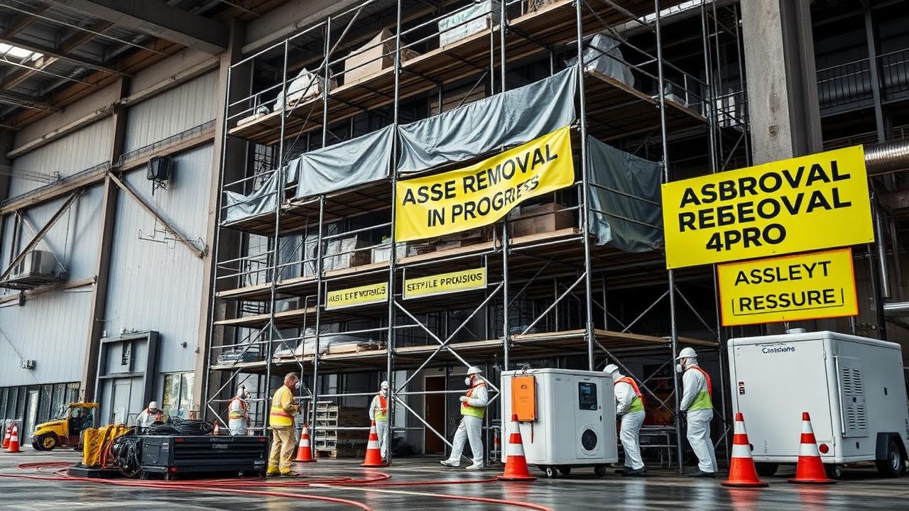 Class A & B commercial asbestos removal team containing an asbestos work area inside a Sydney office building