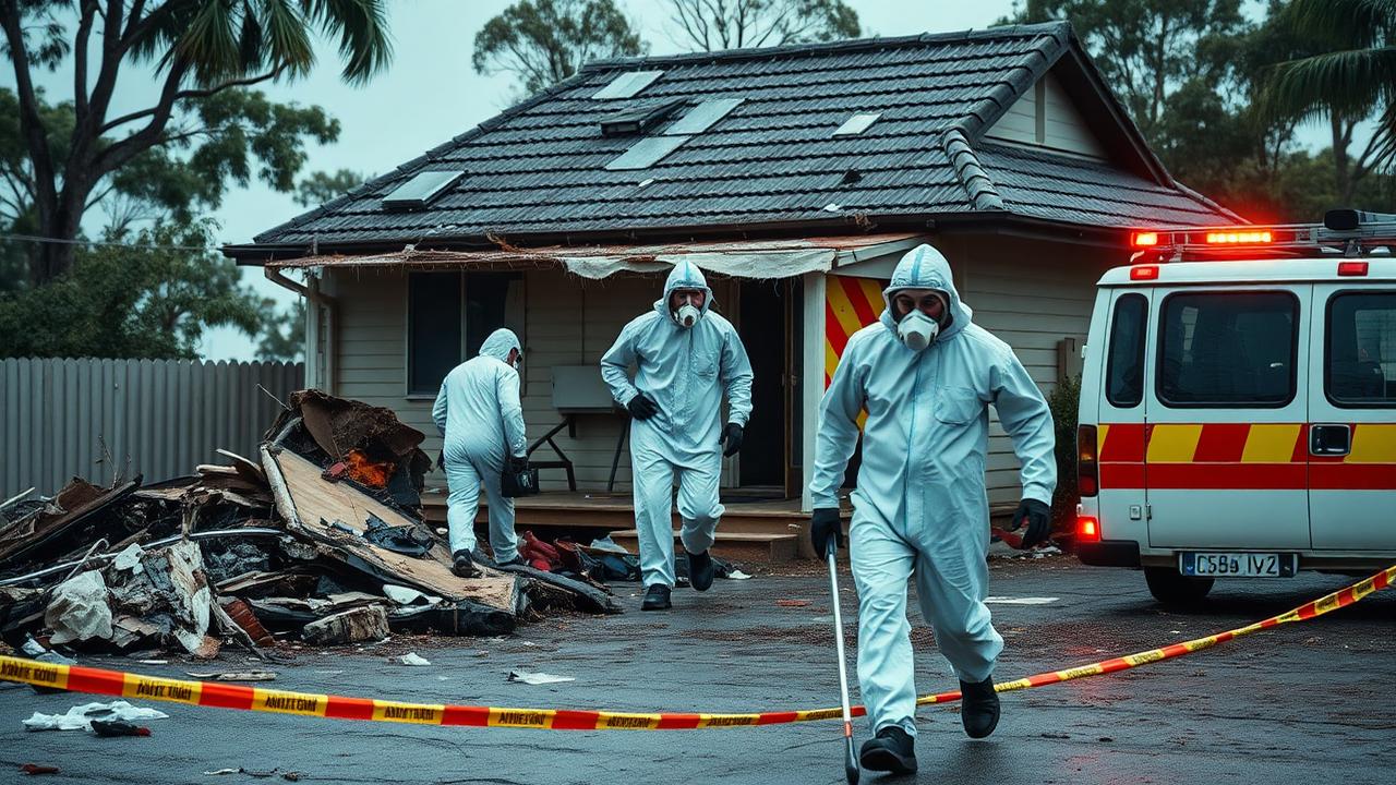 24/7 emergency asbestos removal team responding to storm-damaged asbestos roofing at a Sydney home