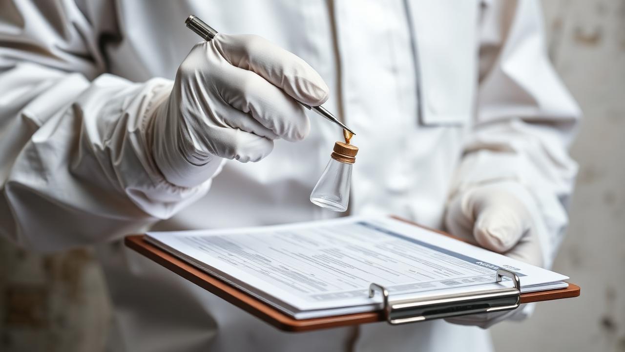 Asbestos inspector taking a NATA-accredited asbestos sample from suspected fibro material at a Sydney property